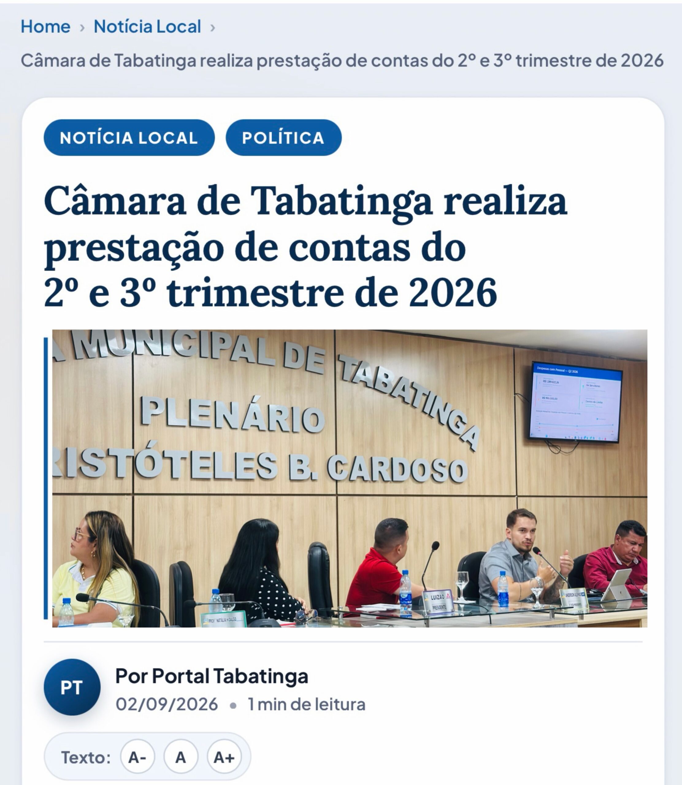 Prestação de Contas do 2º e 3º trimestre de 2026